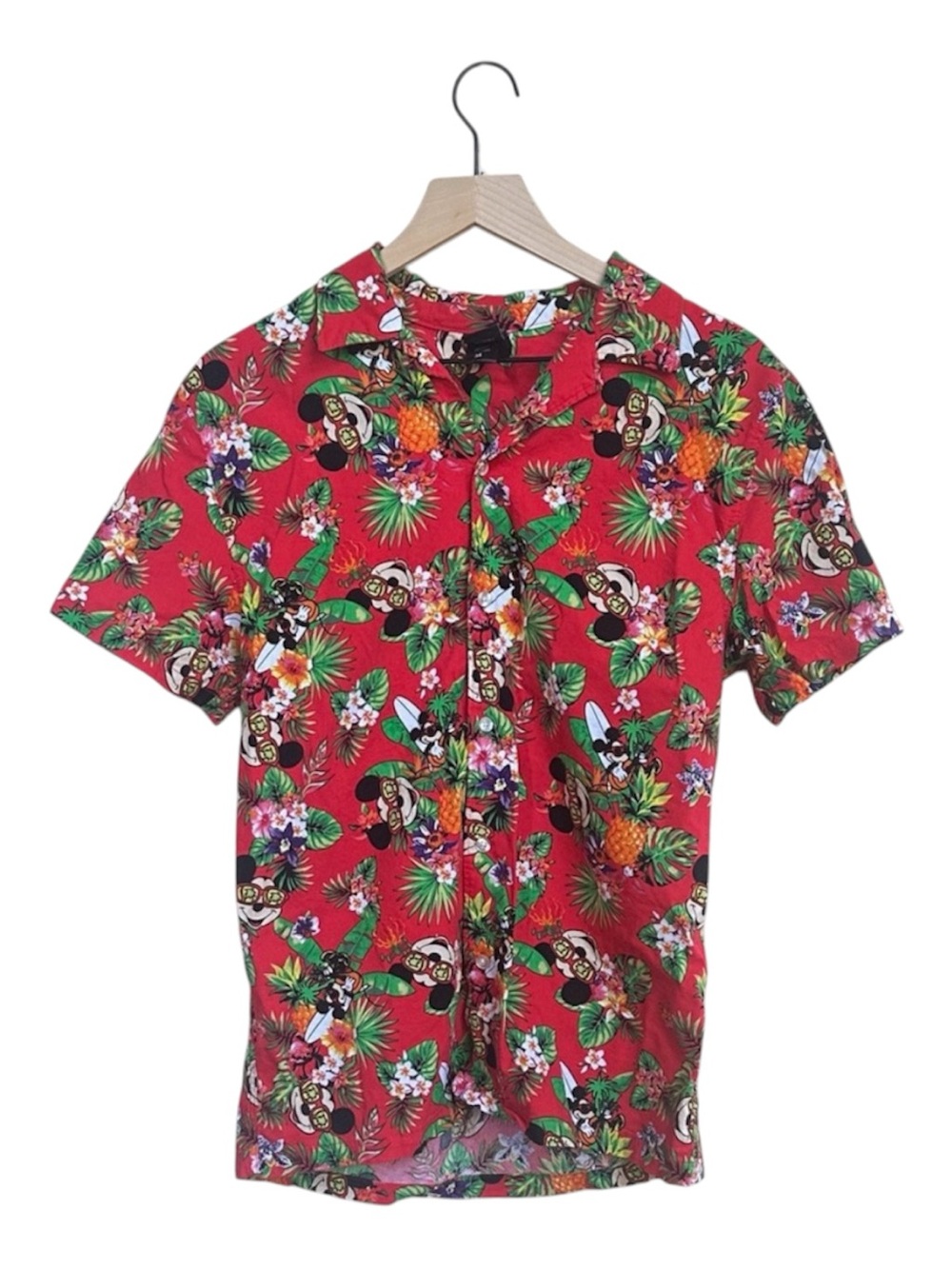 Disney Mickey Mouse Hawaiian Shirt Tropical Aloha Button Up Men’s Medium Unisex